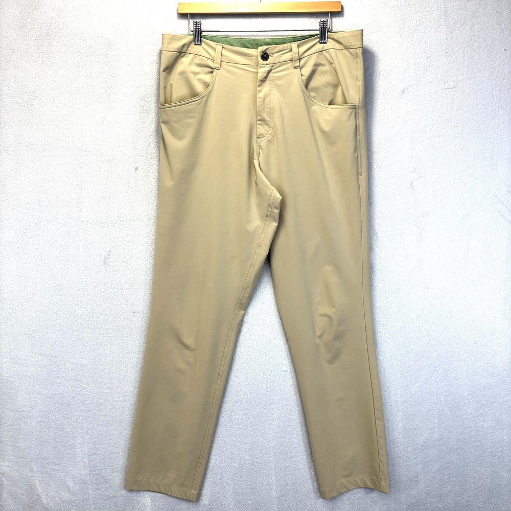 Free Fly Khakis Pants‎ Mens 34x33 Tan Lined Pockets Stretch Casual Performance
